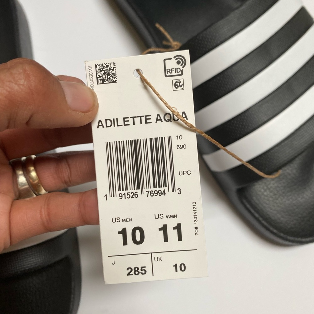 NWT Adidas Adilette Aqua White Slides - Picture 9 of 10